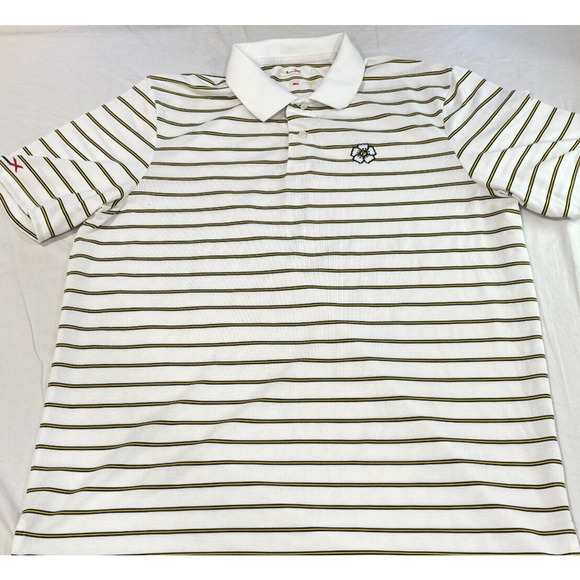 RLX Striped Polo Golf Shirt White Men's Size L Short Sleeve Performance - Picture 2 of 7